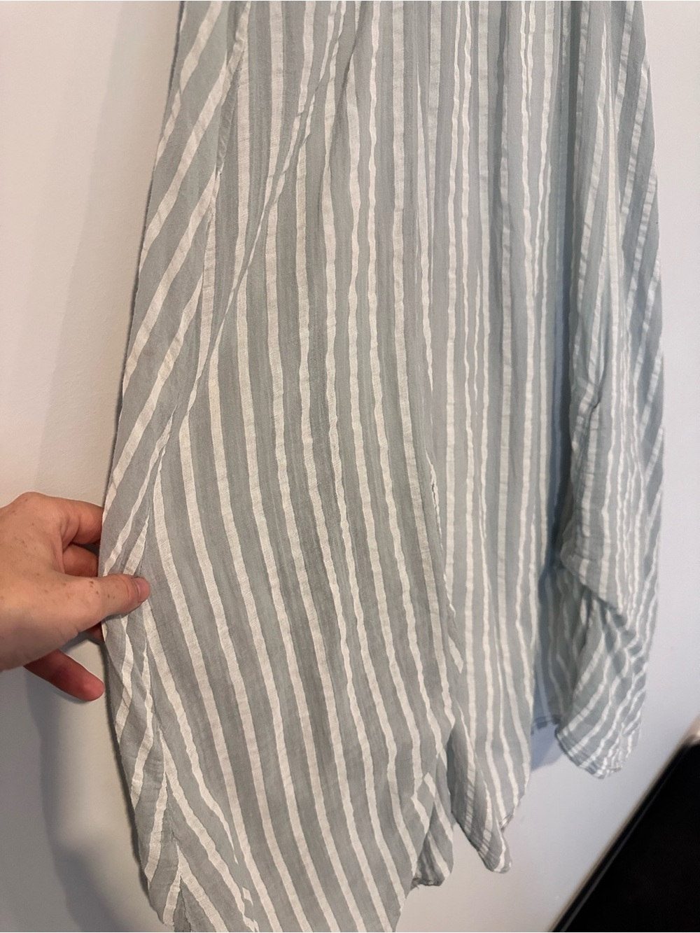 Made in Italy Striped Scoop Neck Midi Dress in Light blue/grey 100% Cotton - Picture 6 of 9
